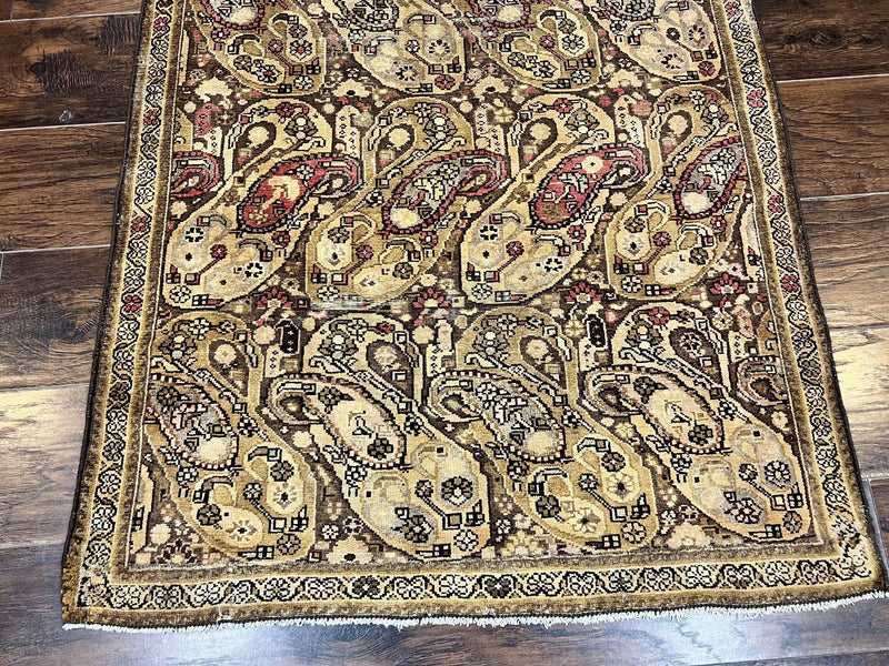 Antique Persian Malayer Runner Rug 3x16, Repeated Boteh Paisley Design, Rare Rug, 1920s Antique Oriental Carpet, Wool Handmade Hand Knotted 3 x 16 ft Rug by Jewel Rugs