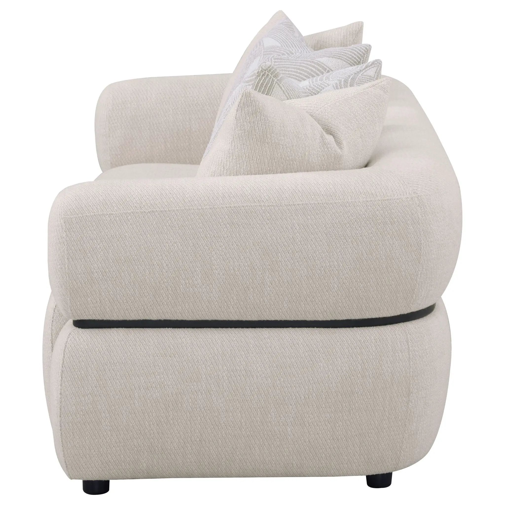 Jeanette 84-inch Fabric Upholstered Round Arm Sofa Beige by Unique Piece Furniture