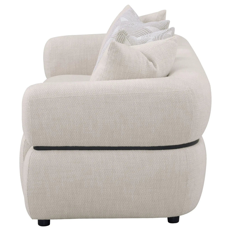 Jeanette 84-inch Fabric Upholstered Round Arm Sofa Beige by Unique Piece Furniture