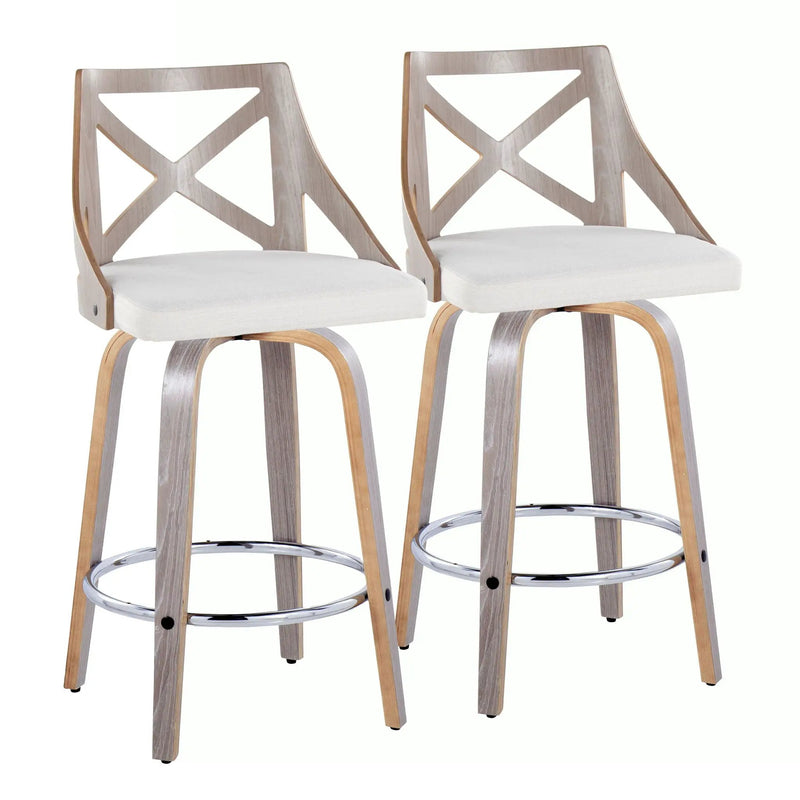 Charlotte - Farmhouse Fixed Height Counter Stool With Round Footrest (Set of 2) by HouseOfZazla