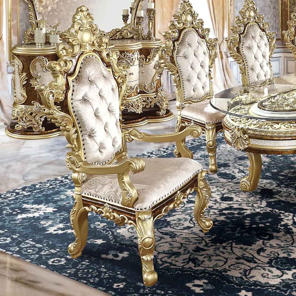 Desiderius - Arm Chair (Set of 2) - Antique Gold & Hand-Painted Brown by Unique Piece Furniture