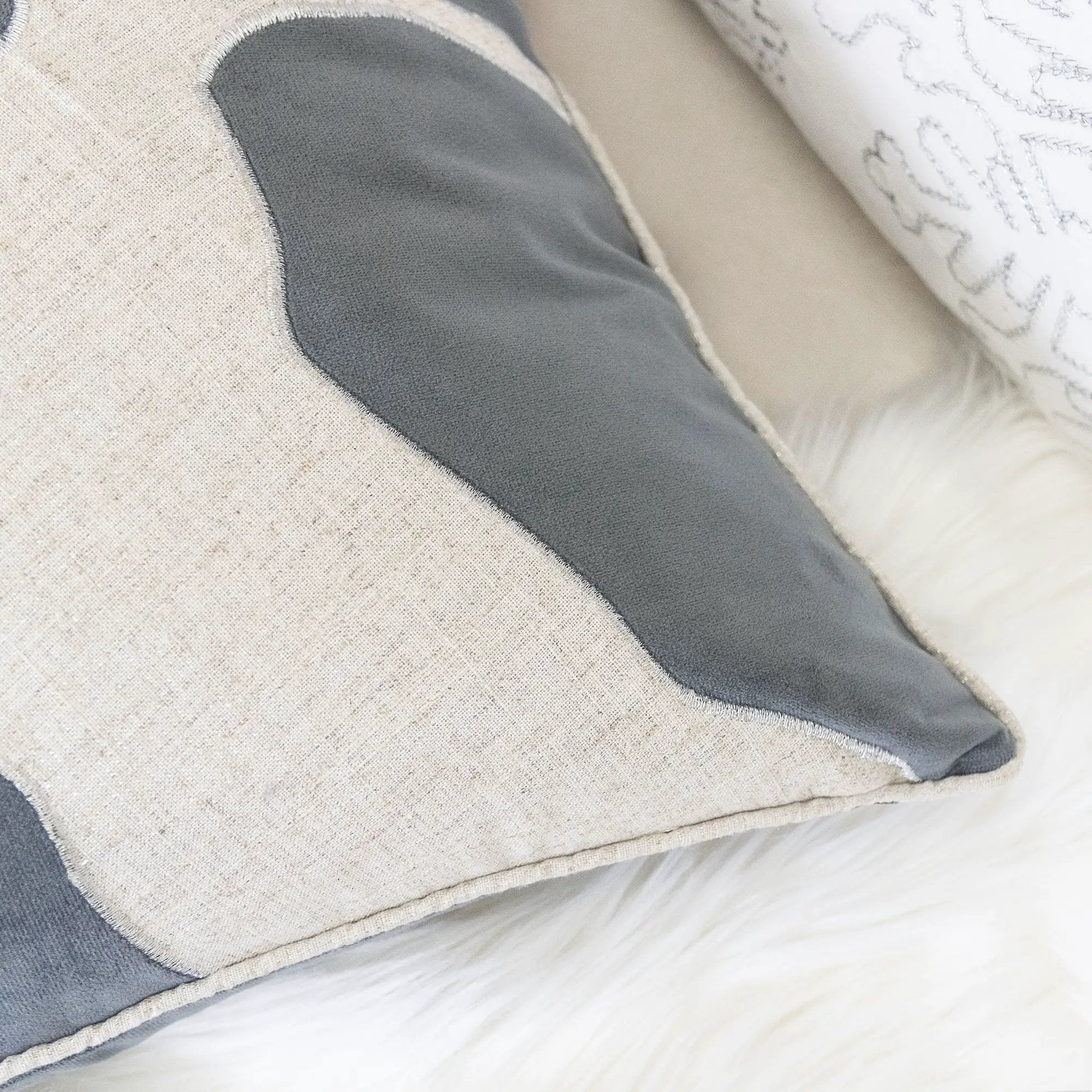 Holiday Reindeer Velvet Accent Pillow 20x20 – Gray and White by HouseOfZazla