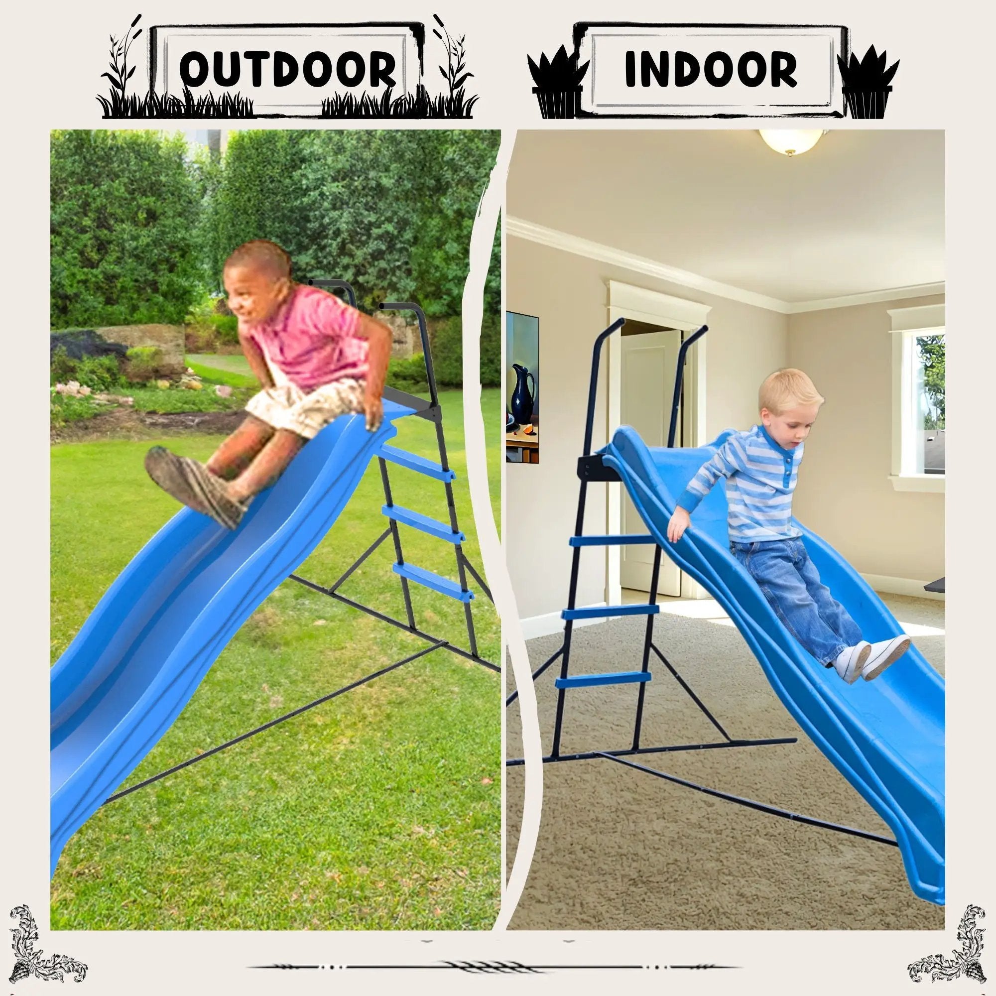 Xsl003 2.2M Kids Plastic Slide Indoor Freestanding Playground Equipment Children Plastic Slide Kids Indoor Slide - Blue by HouseOfZazla
