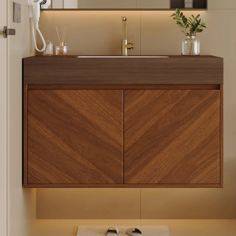 30" Modern Wall-Mounted Bathroom Vanity with Ceramic Sink by HouseOfZazla