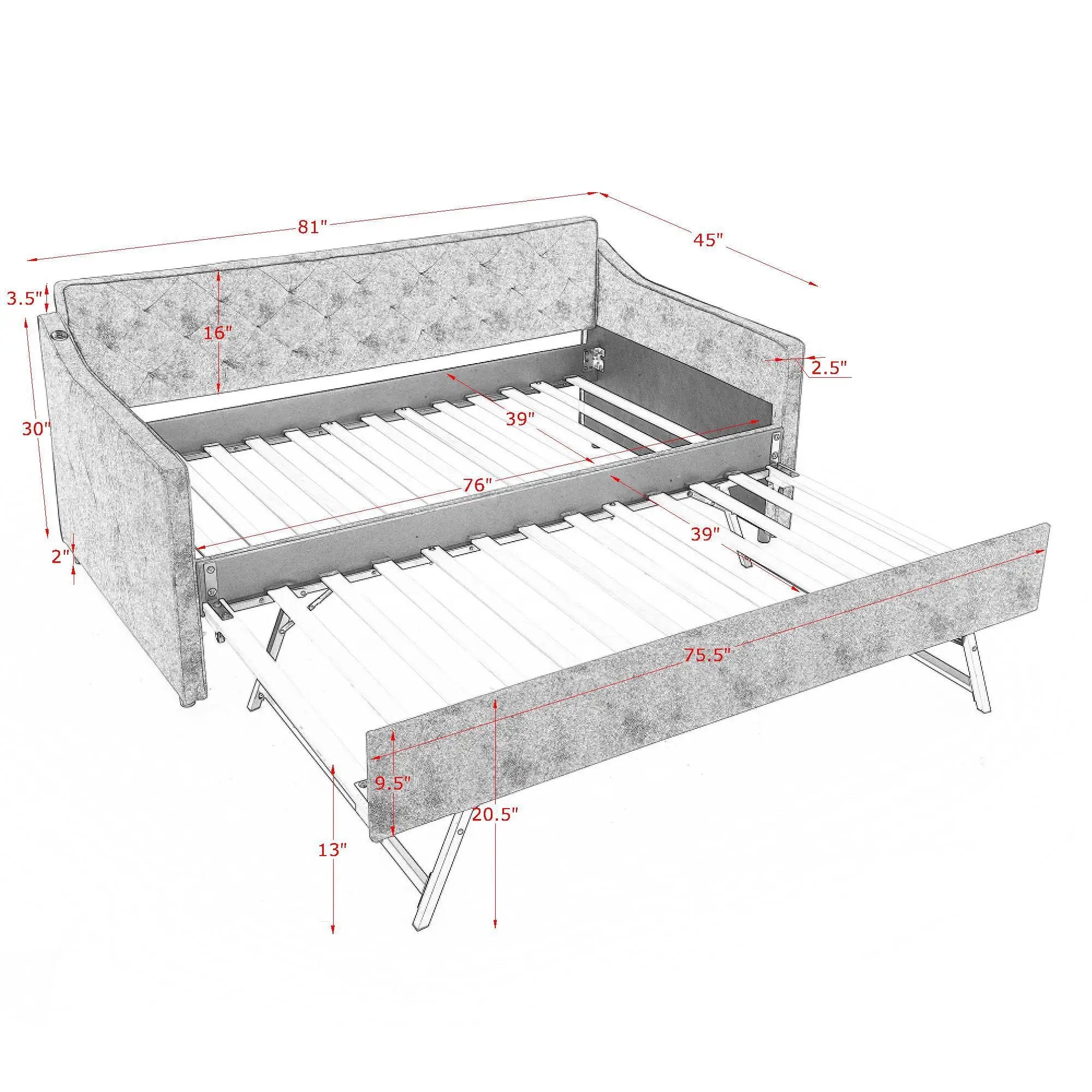 Daybed With Pop Up Trundle And USB Charging Armrest by Unique Piece Furniture