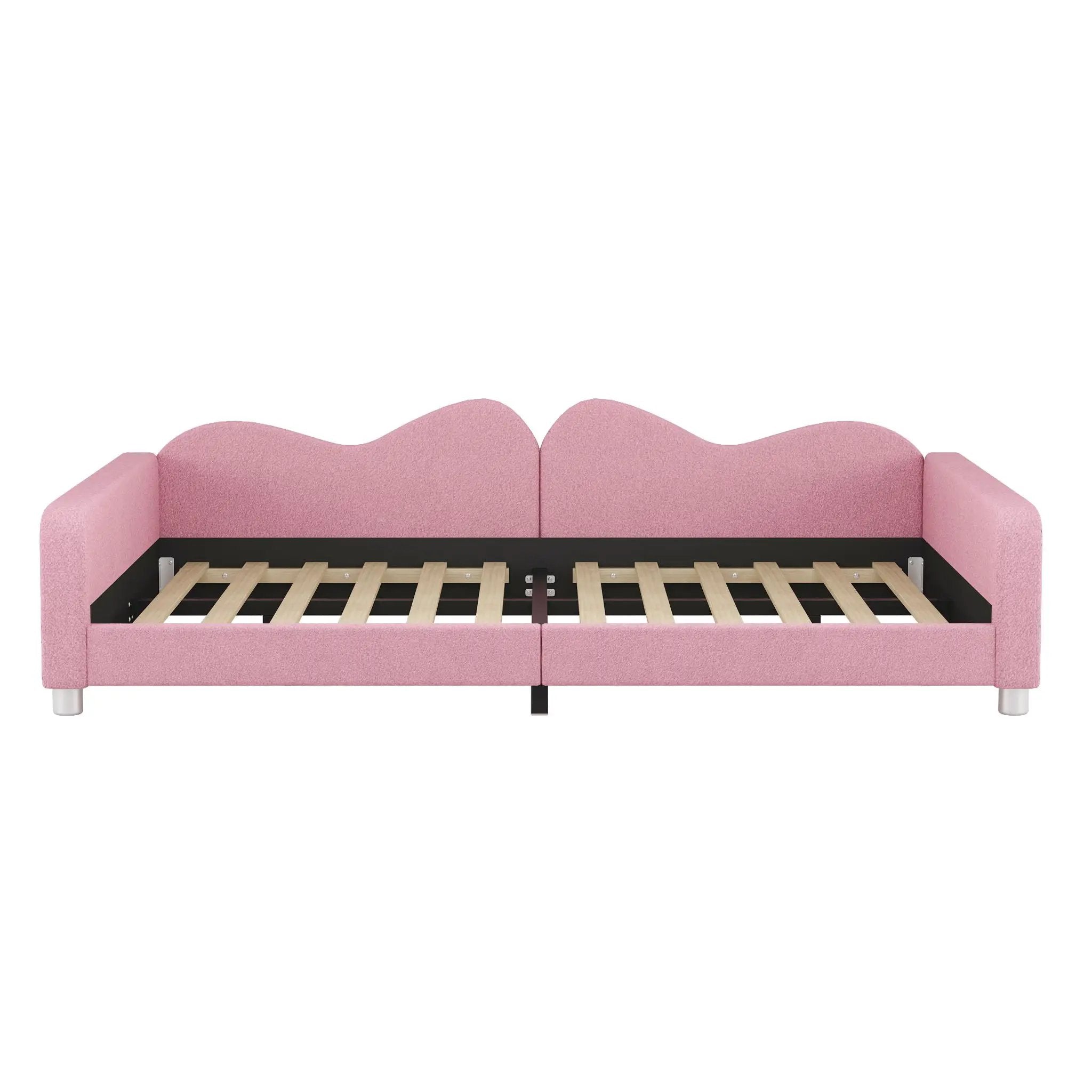 Upholstered Daybed, Sherpa Fabric Sofabed With Cloud-Shaped Backrest by Unique Piece Furniture