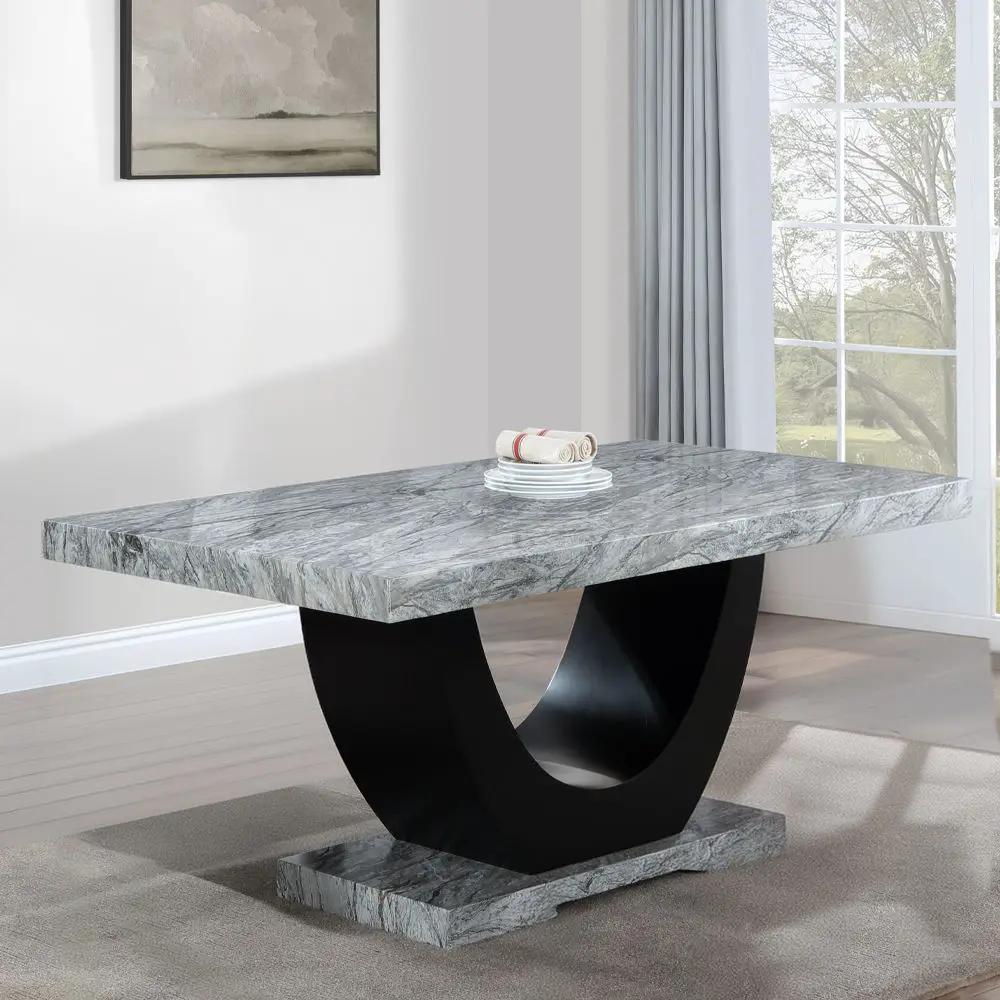 Caralin - Dining Table - Engineered Stone & Black by Unique Piece Furniture