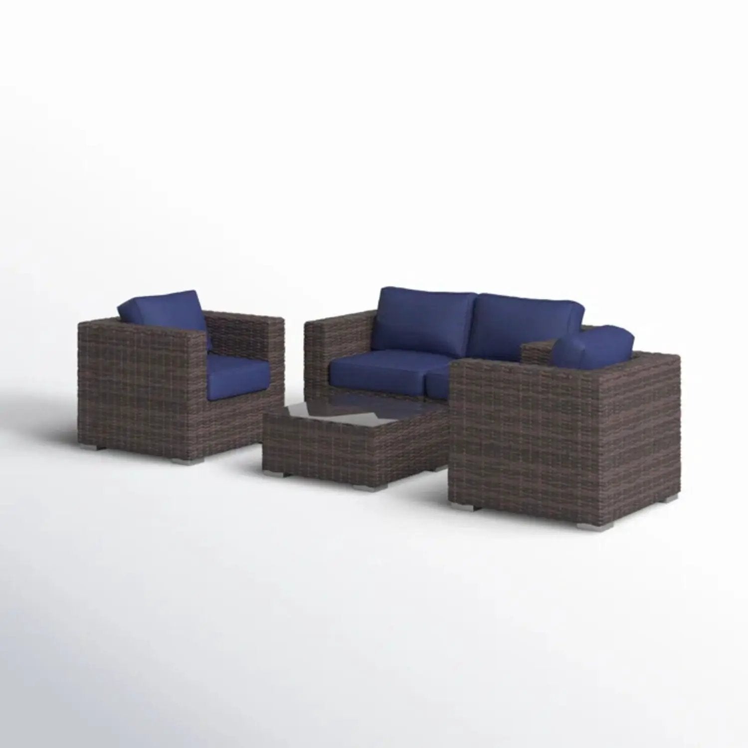 Wicker Seating Group Set With Table And Cushions by HouseOfZazla