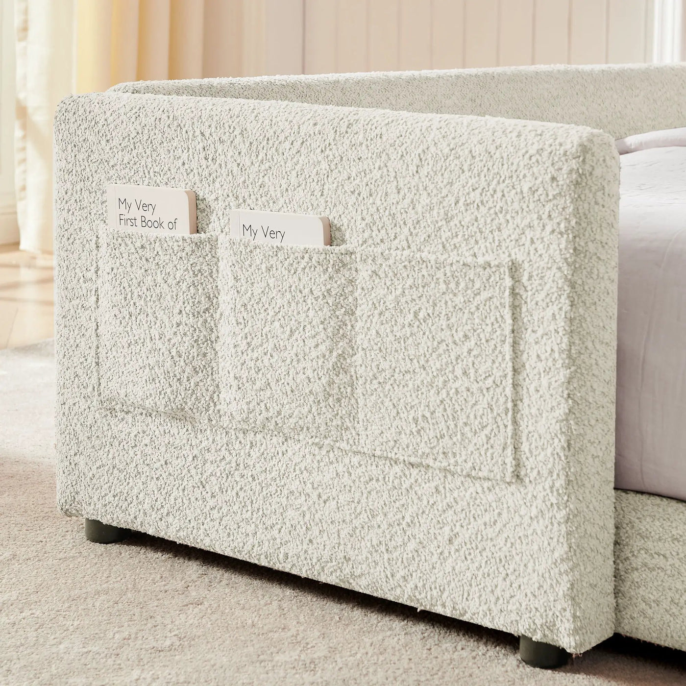 Cute Rabbit Ear Upholstered Platform Bed Frame With Safety Rail by Unique Piece Furniture