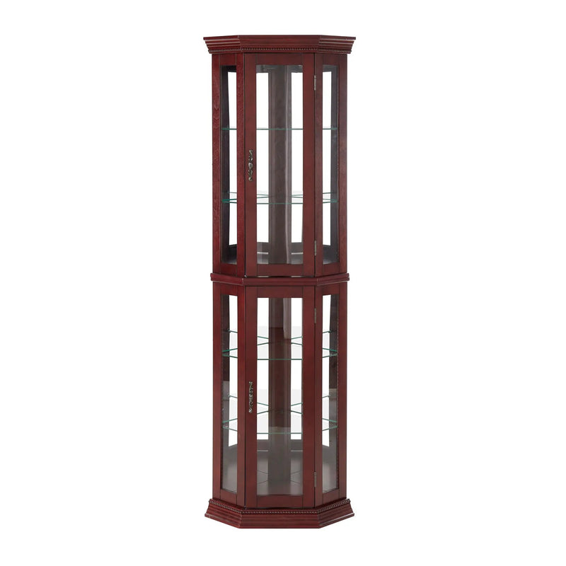Corner Curio Cabinet With Lights, Adjustable Tempered Glass Shelves, Mirrored Back, Display Cabinet (E26 Light Bulb Not Included) by Unique Piece Furniture