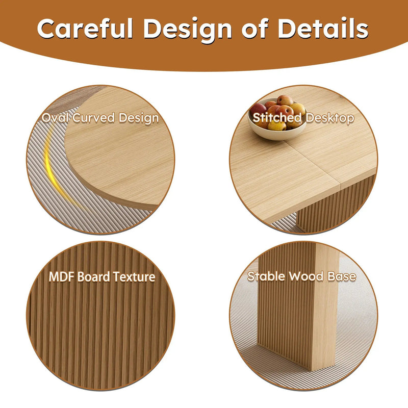 Oval Dining Table With Wood Strip Base by Unique Piece Furniture