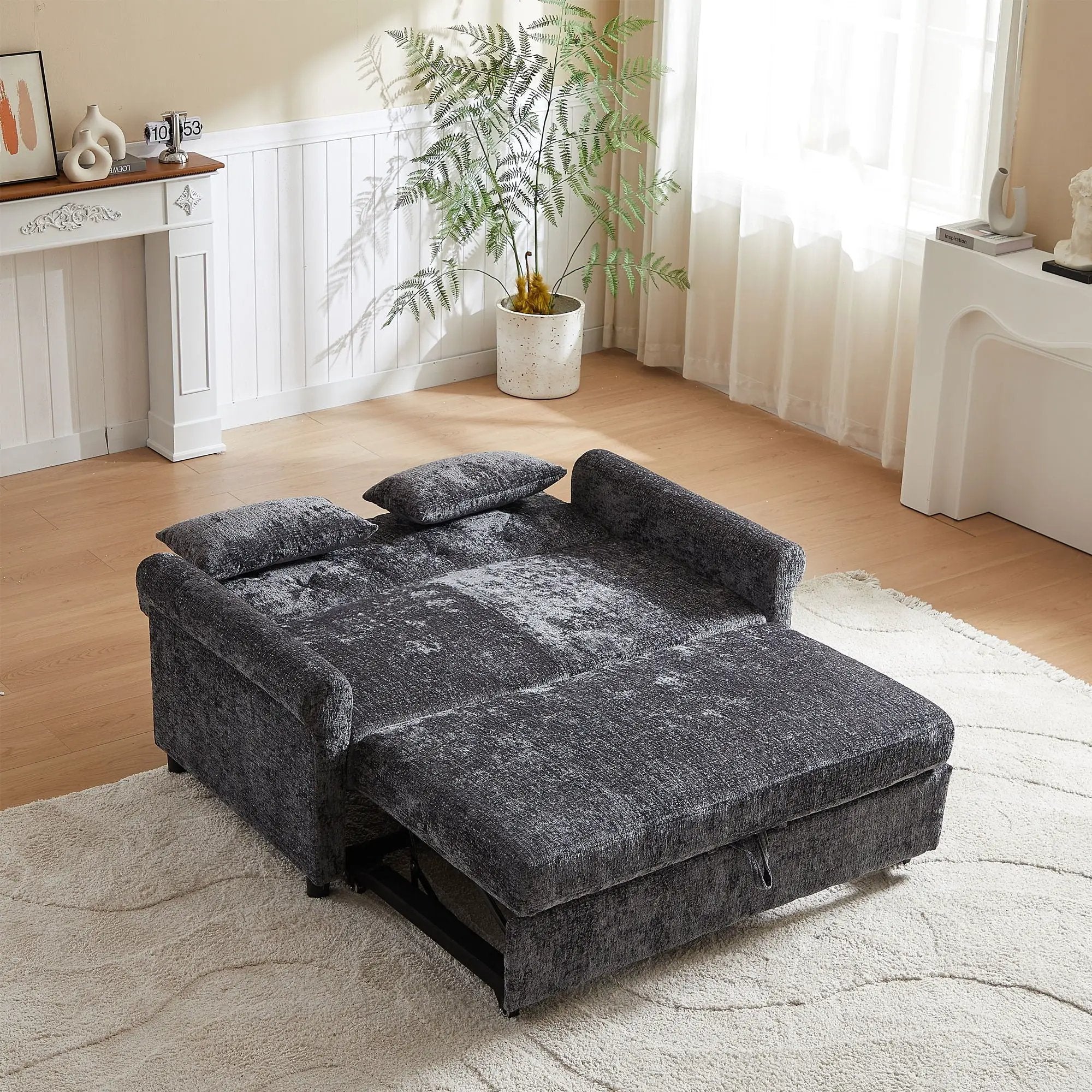 Loveseat Sofa Bed, Pull - Out Couch Sleeper & 2 Pillows by Unique Piece Furniture