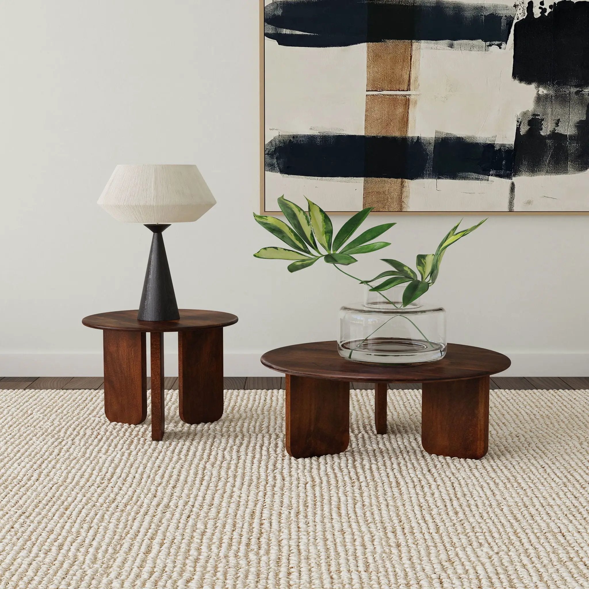 Dale Round Solid Mango Wood Side End Table Brown by Unique Piece Furniture
