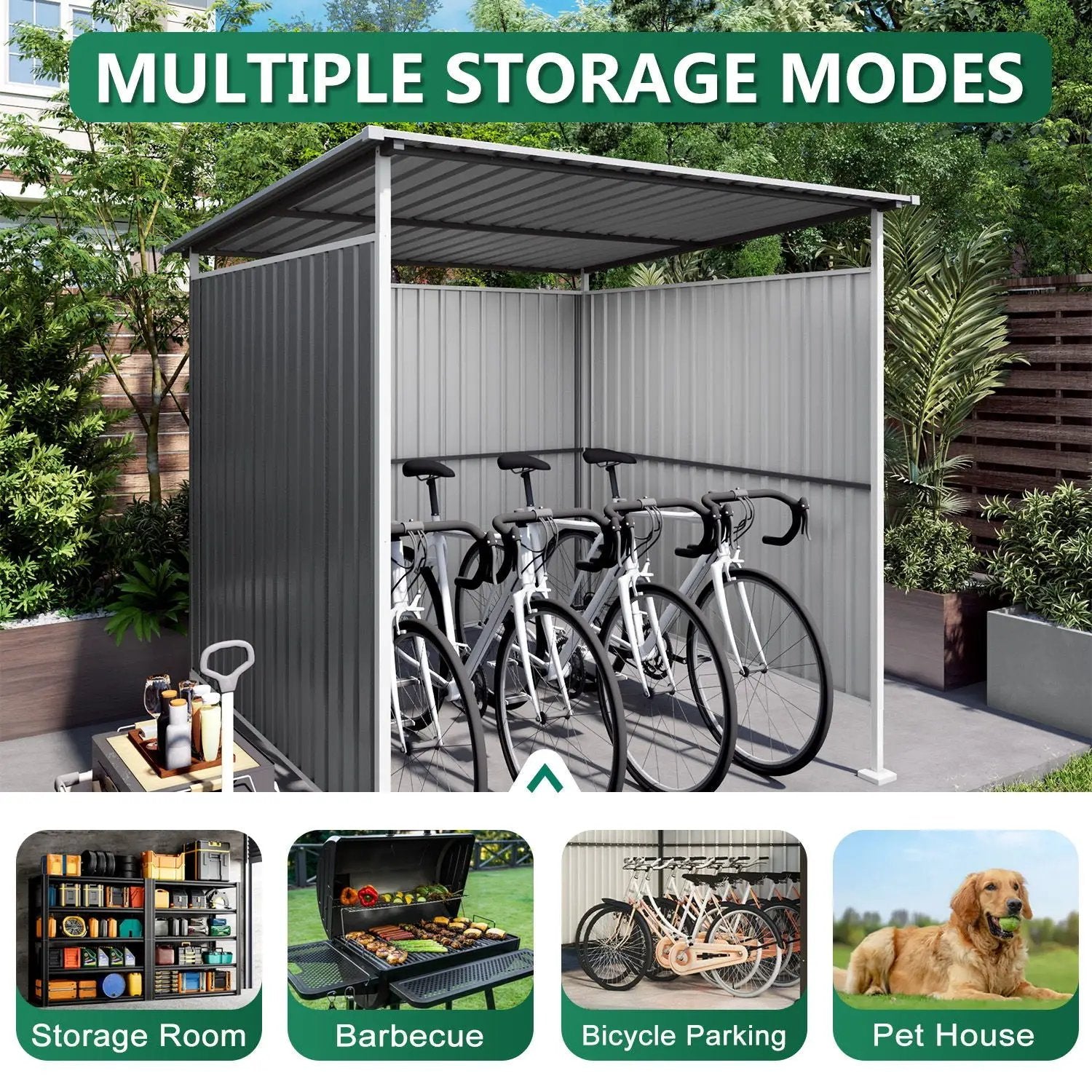 Outdoor Pergola, Bike Storage Shed, Grill Gazebo For Patio - Gray by HouseOfZazla