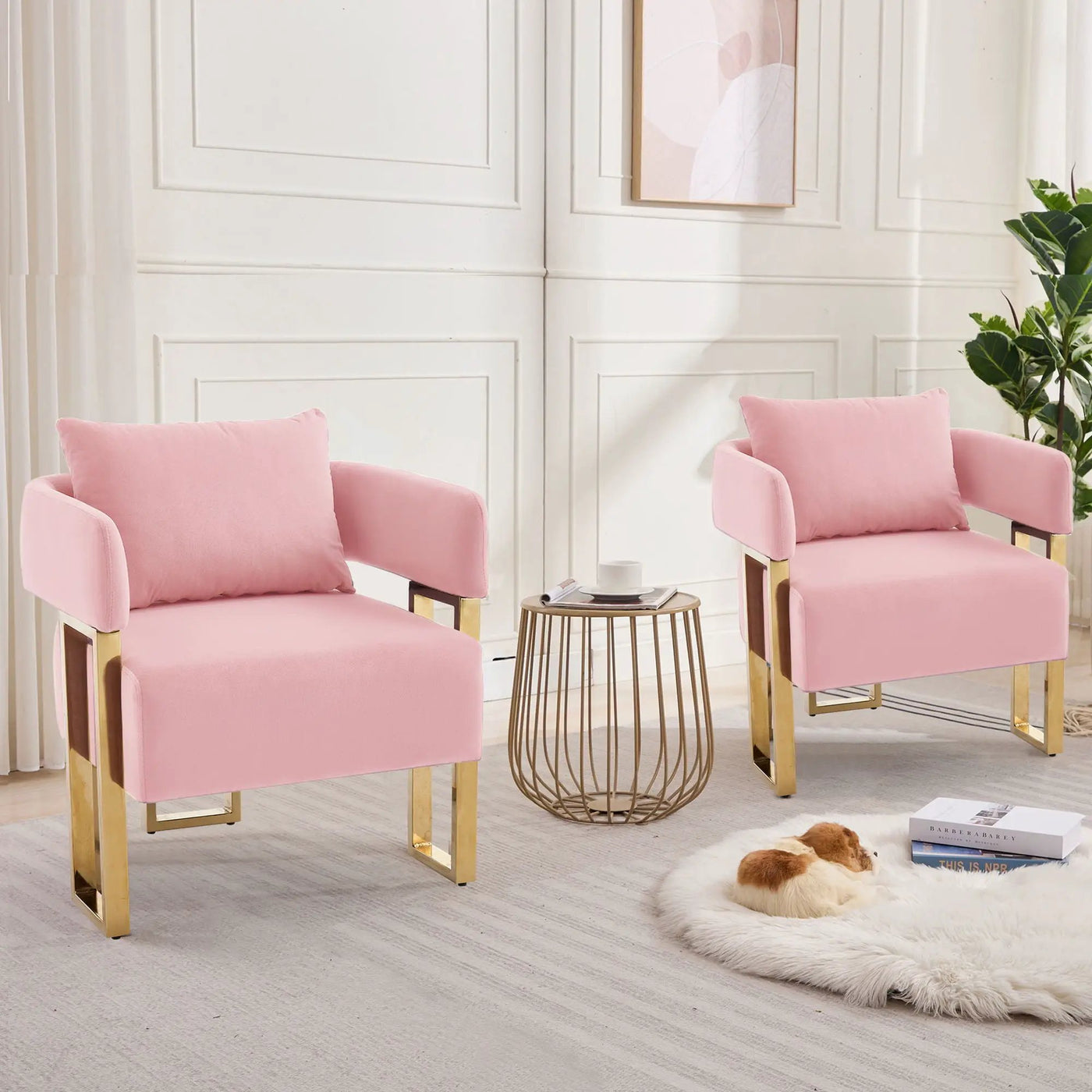 Modern Classic Design Decorative Chair Teddy Fleece Upholstered And Metal Foot by Unique Piece Furniture