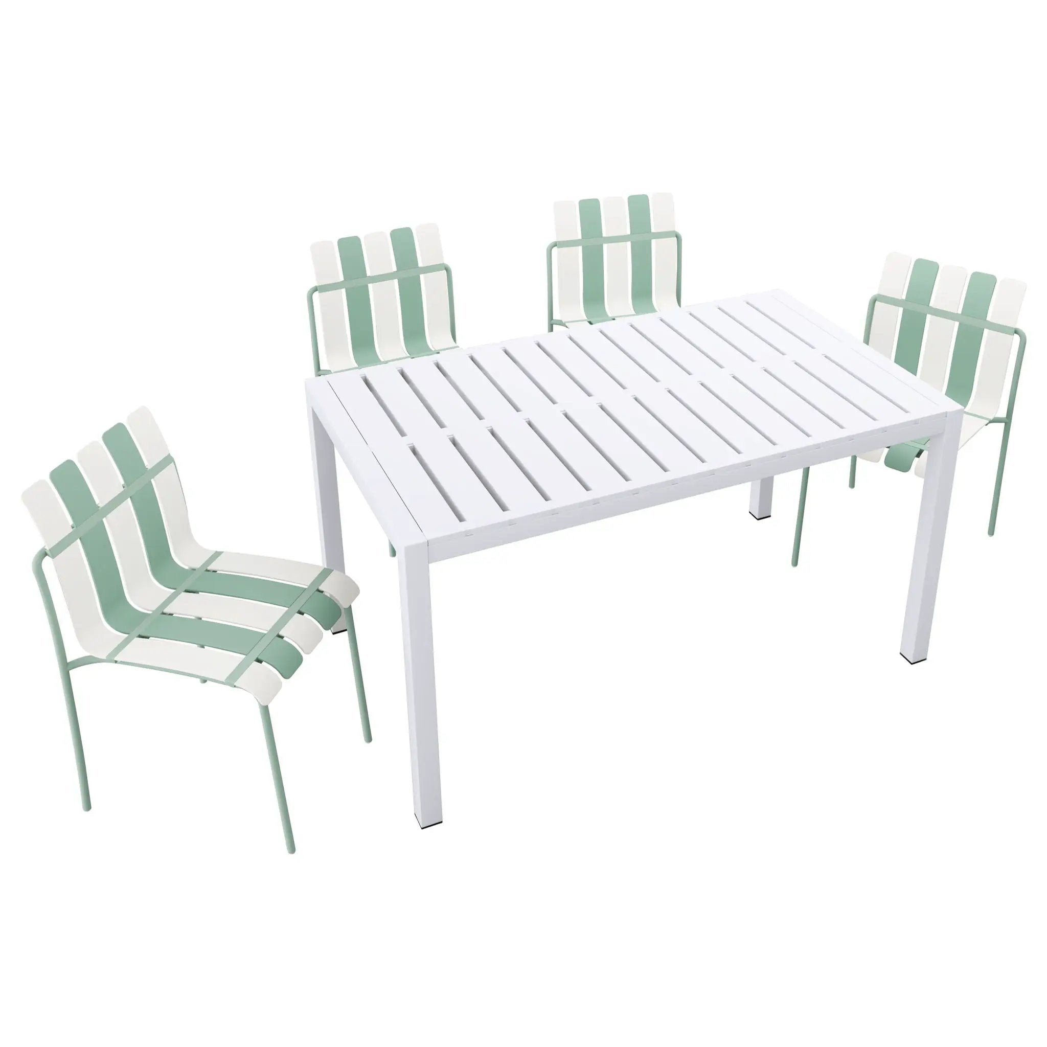 4 Piece Set Of Modern Color Block Designed Single Chairs With Long Table by HouseOfZazla