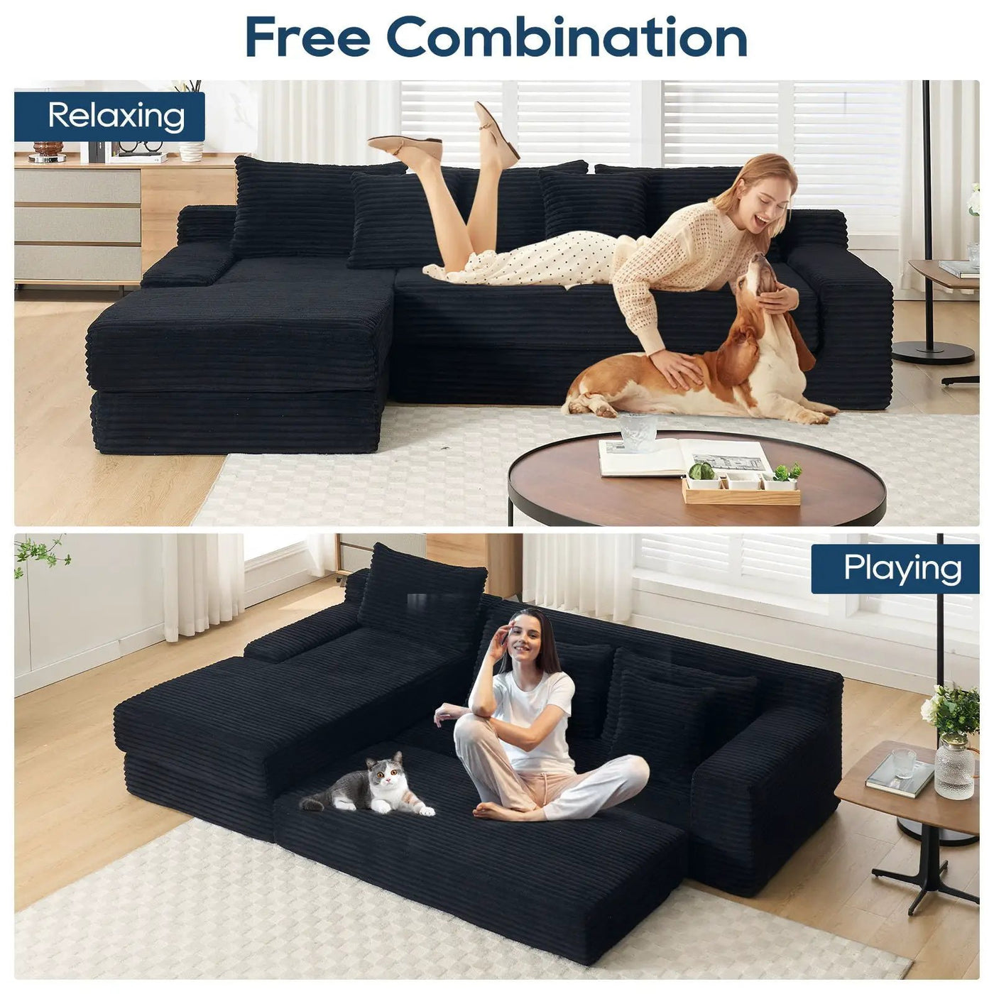 Modern L - Shaped Sectional Couch With Memory Foam by Unique Piece Furniture