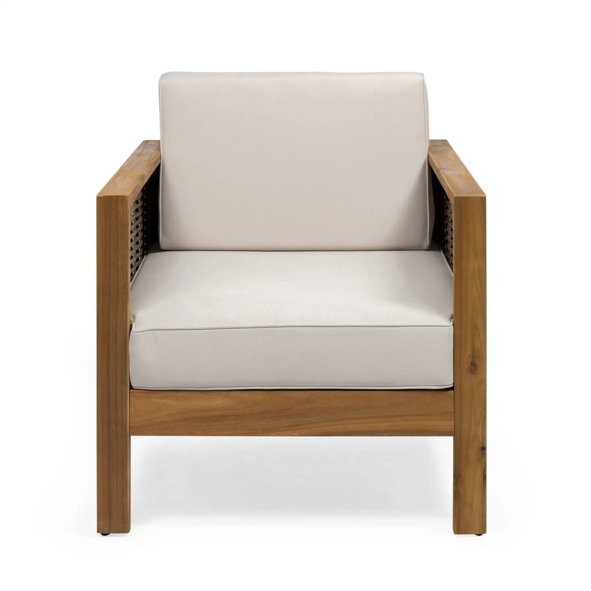 Outdoor Acacia Wood Club Chair With Wicker Accents by HouseOfZazla
