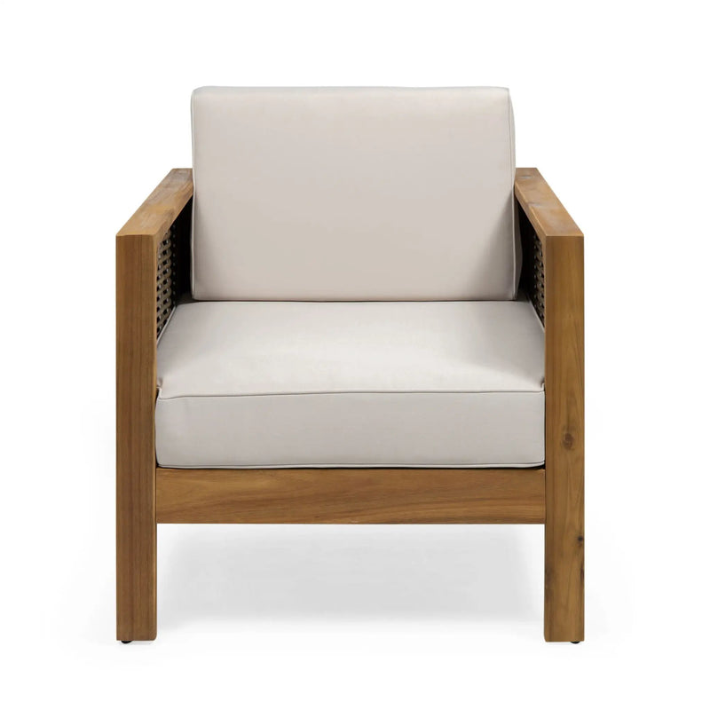 Outdoor Acacia Wood Club Chair With Wicker Accents by HouseOfZazla