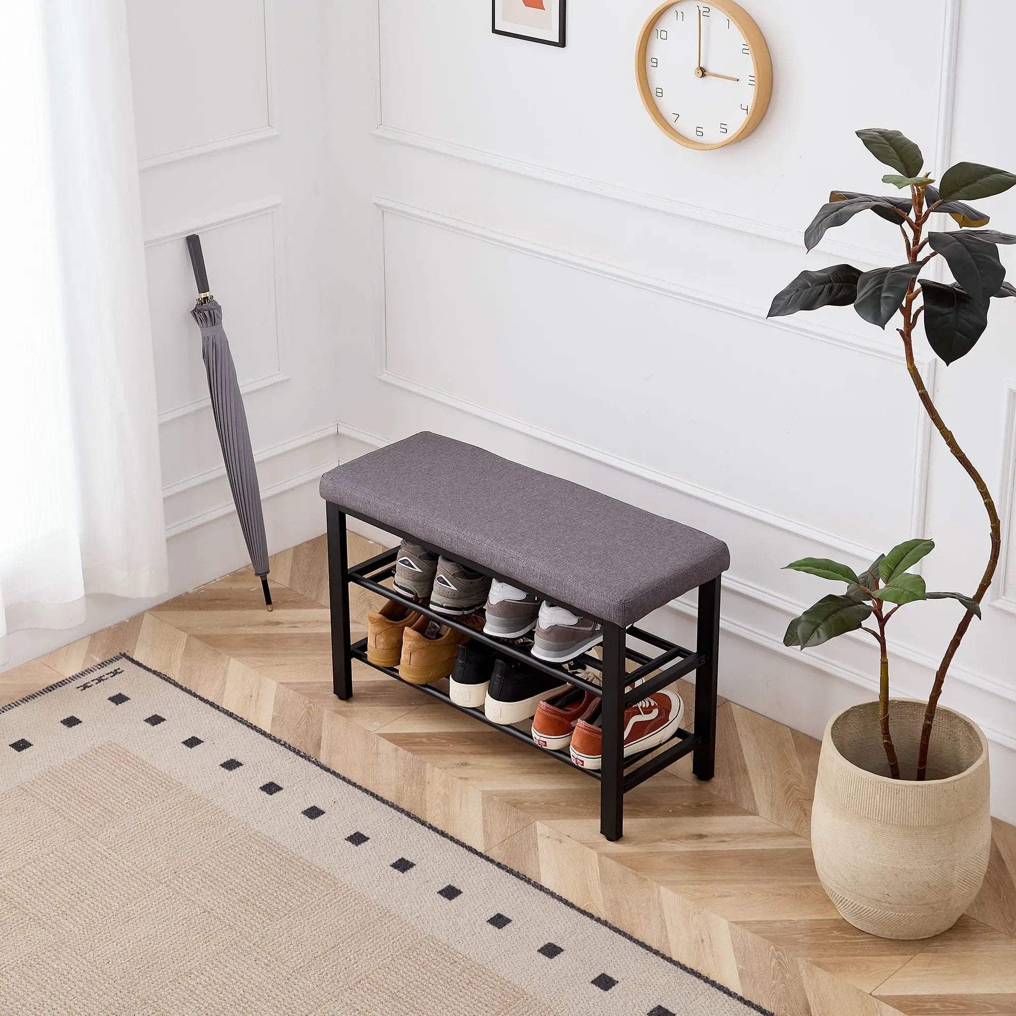 Shoe Bench With Cushion, Storage Seat For Entryway by Unique Piece Furniture