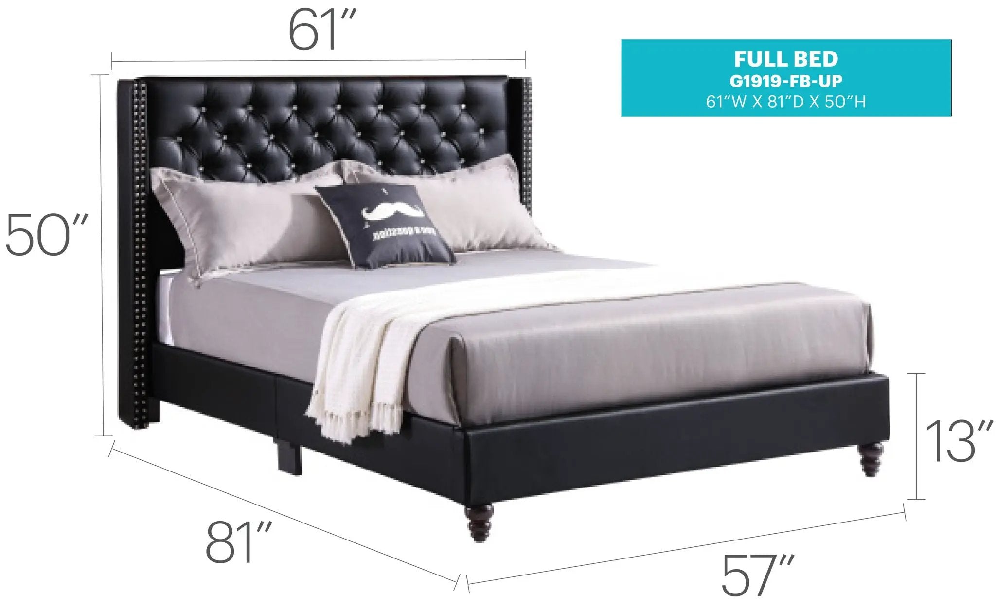 Upholstered Nailhead Trim Chic Bed by Unique Piece Furniture
