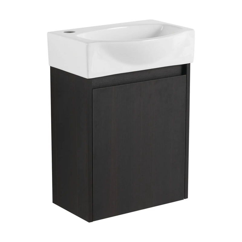 Modern Bathroom Vanity With Ceramic Basin, Wall Mounted Floating Sink Combo, Storage Cabinet by HouseOfZazla