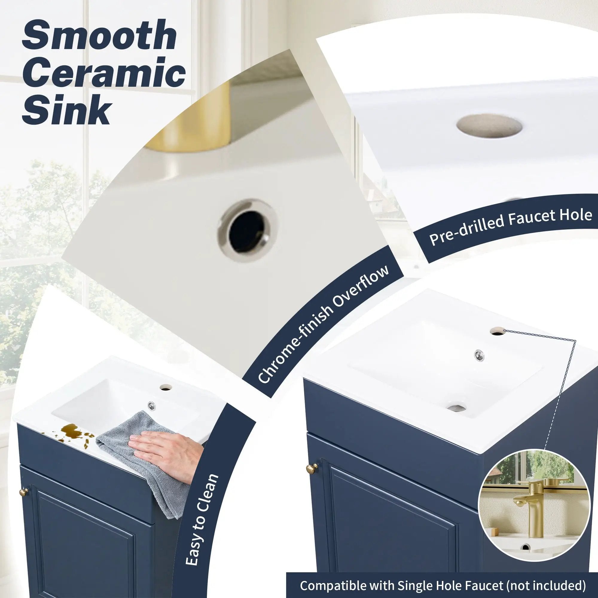 Bathroom Vanity With Sink, Cabinet With Adjustable Shelf