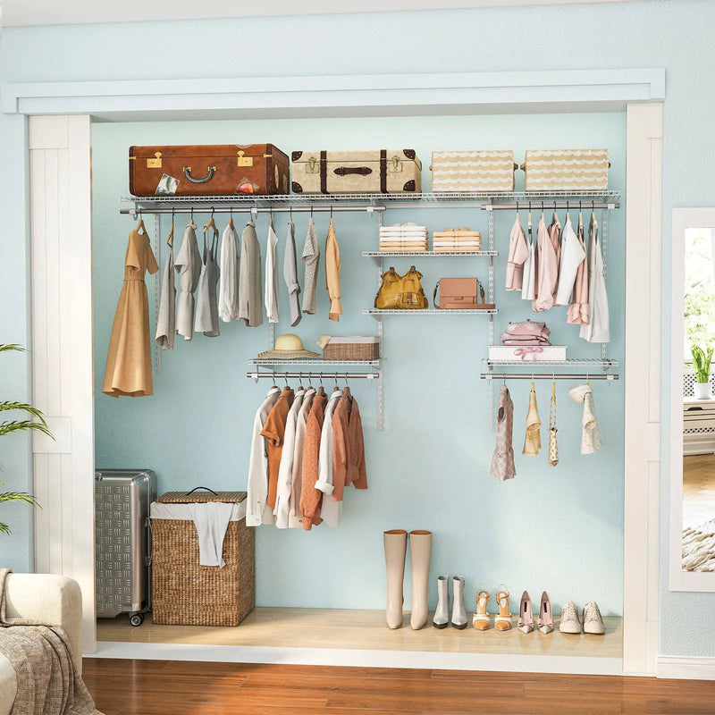 4-8 Feet Closet Organizers and Storage System with Hanging Rod for Laundry Bedroom by DirectDeals