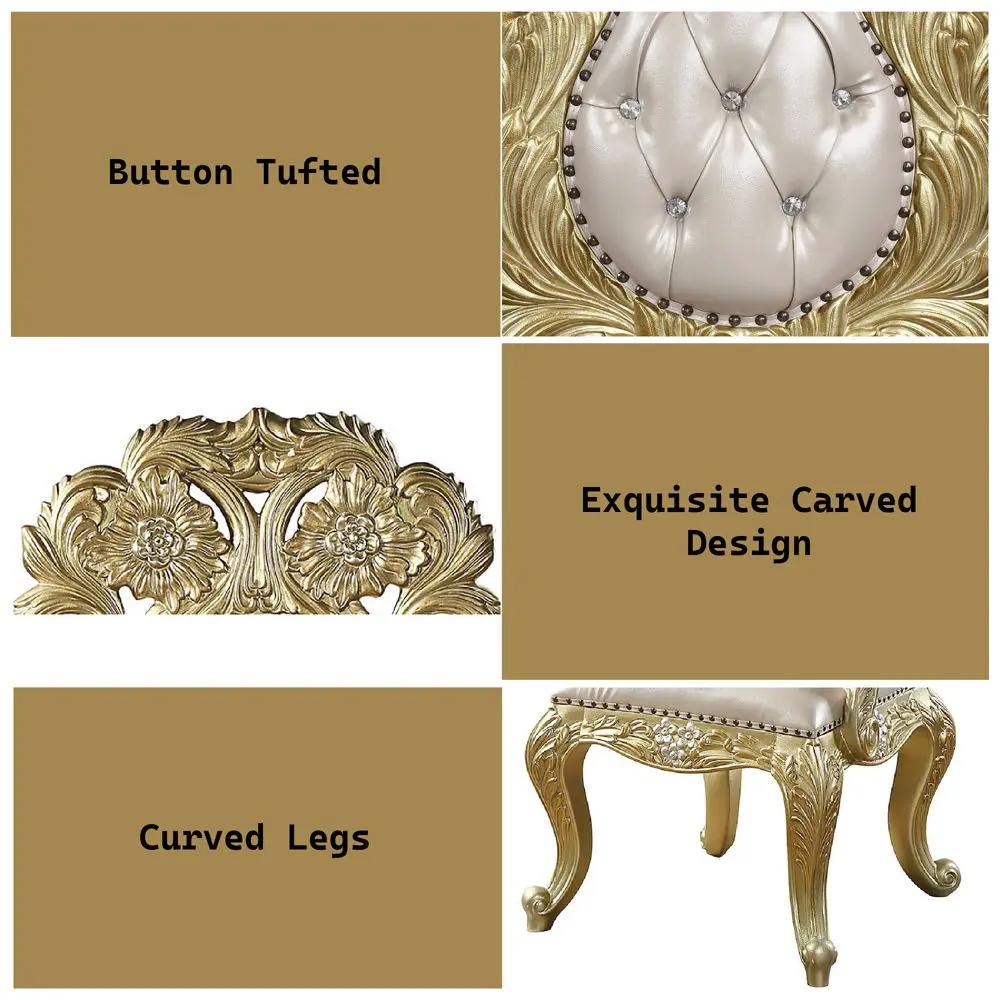 Cabriole - Arm Chair (Set of 2) - Light Gold Synthetic Leather & Gold by Unique Piece Furniture