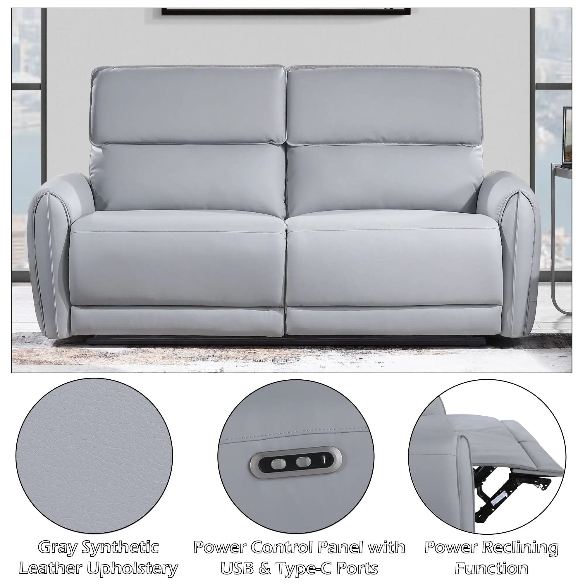 Jeromie - Power Motion Sofa With USB Port - Gray by HouseOfZazla