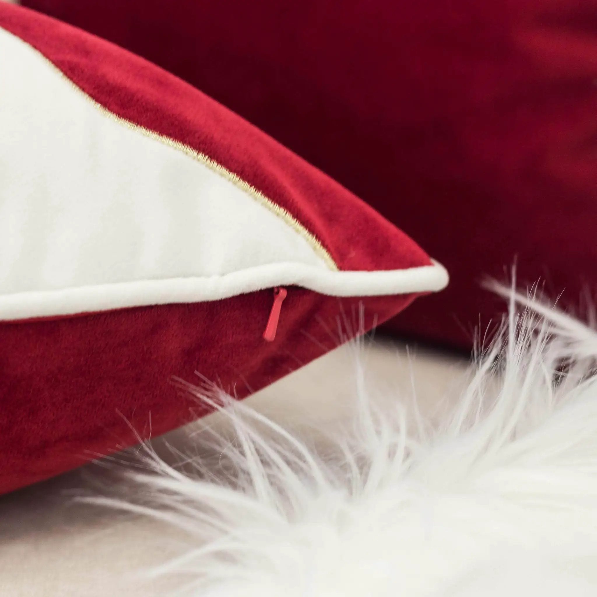 Holiday Reindeer Velvet Accent Pillow 20x20 – Red and White with Insert by HouseOfZazla