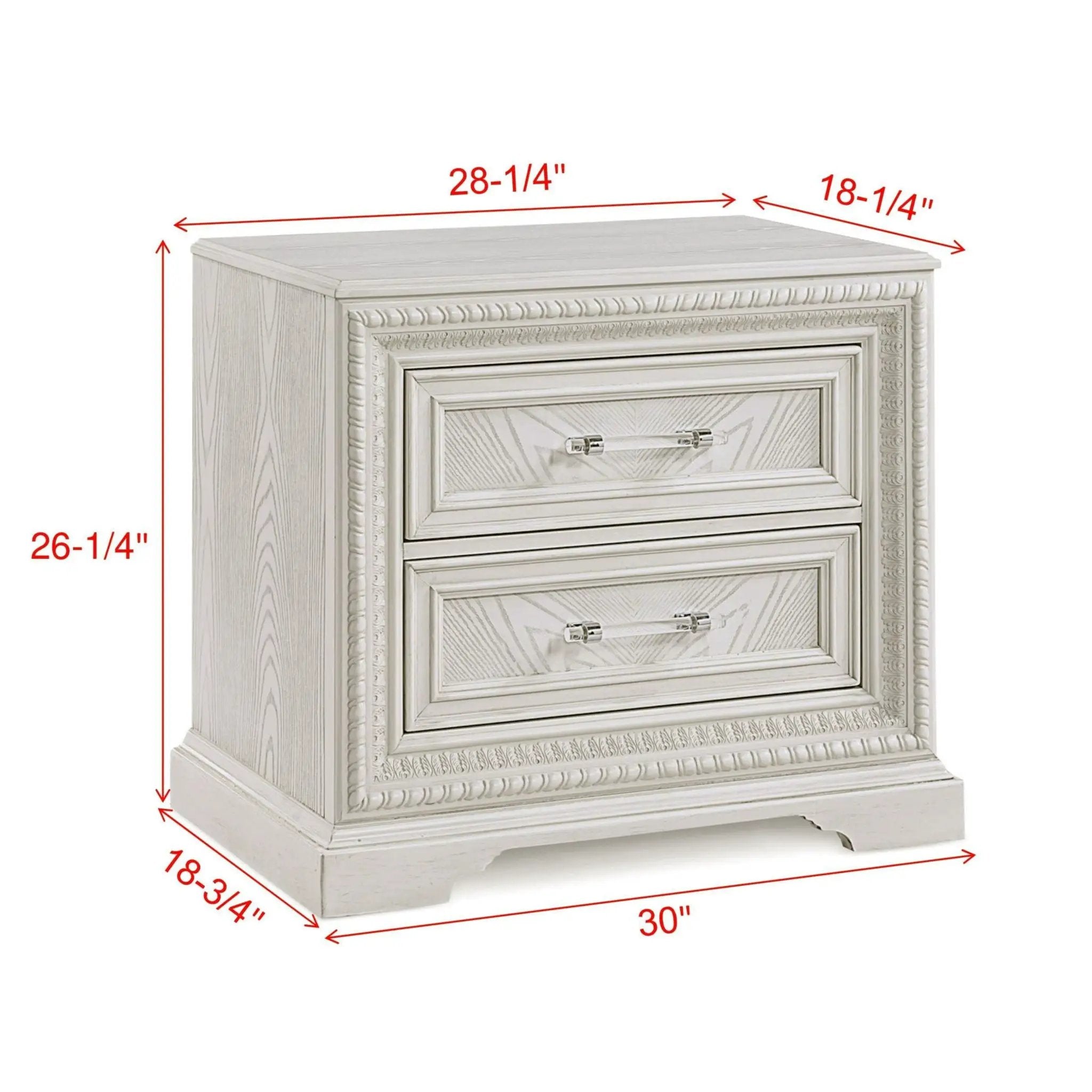 2 Drawer Storage Nightstand Bedroom Furniture - Antique White by HouseOfZazla