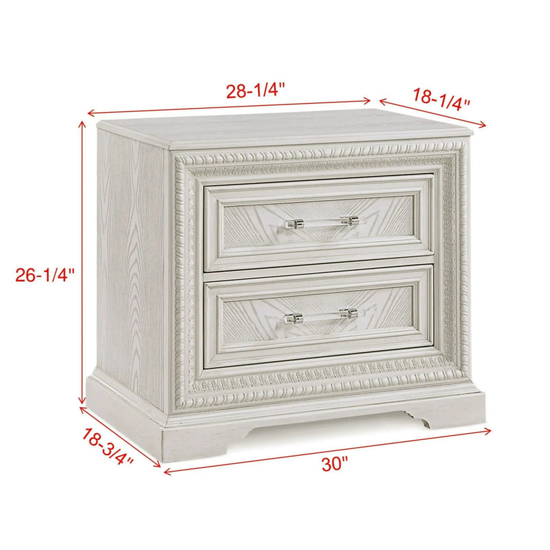 2 Drawer Storage Nightstand Bedroom Furniture - Antique White by HouseOfZazla