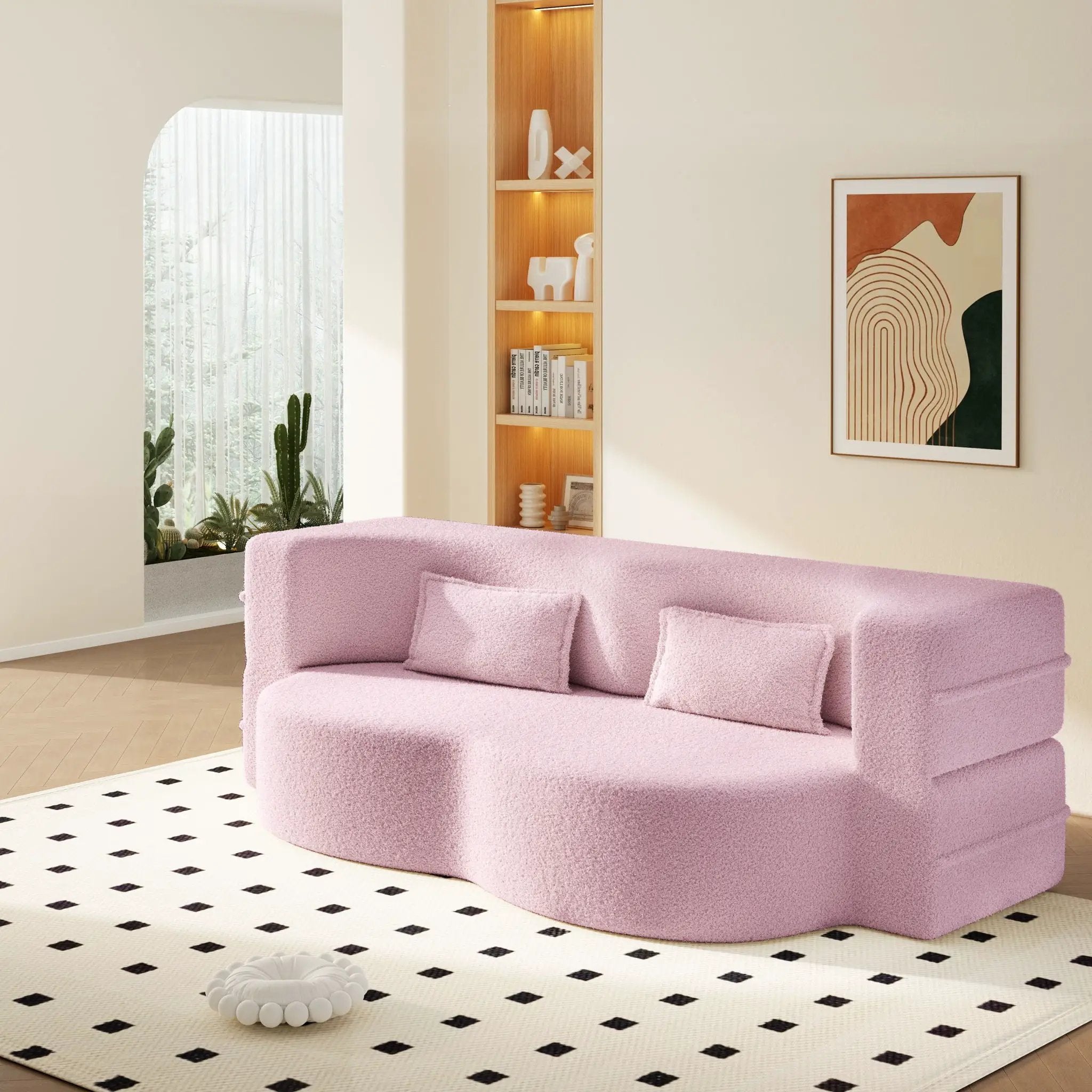 Modern Floor Sleeper Sofa Bed With 2 Pillows, Convertible Twin Size Folding Mattress For Living Room by HouseOfZazla