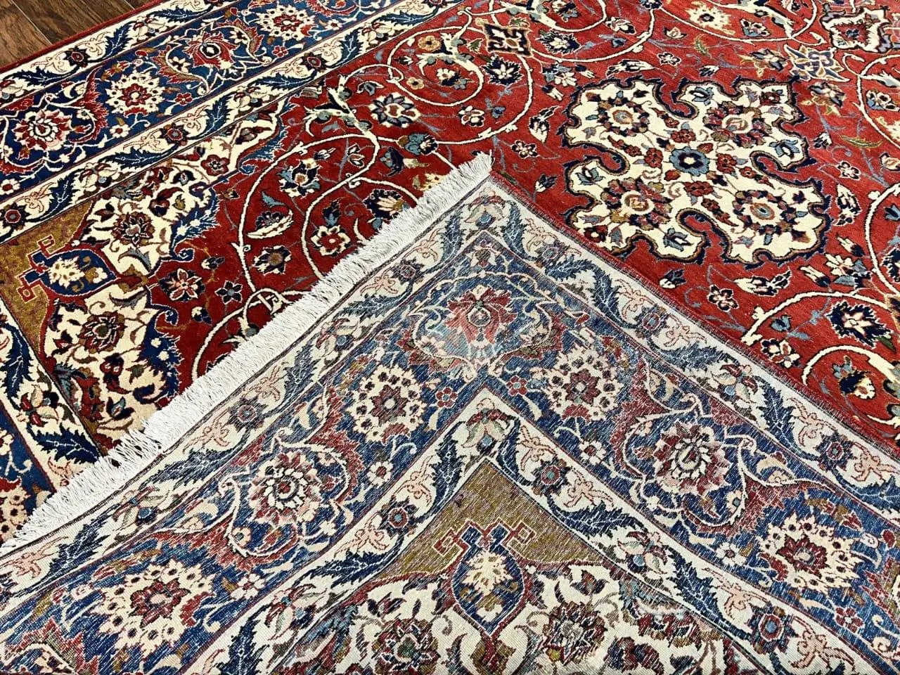 Red Persian Isfahan Rug 7x10 - Antique, Floral Medallion by Jewel Rugs