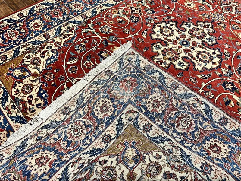 Red Persian Isfahan Rug 7x10 - Antique, Floral Medallion by Jewel Rugs