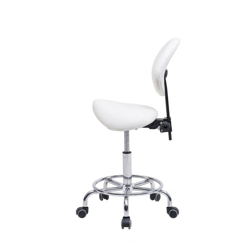 Saddle Stool Chair with Backrest - White by HouseOfZazla