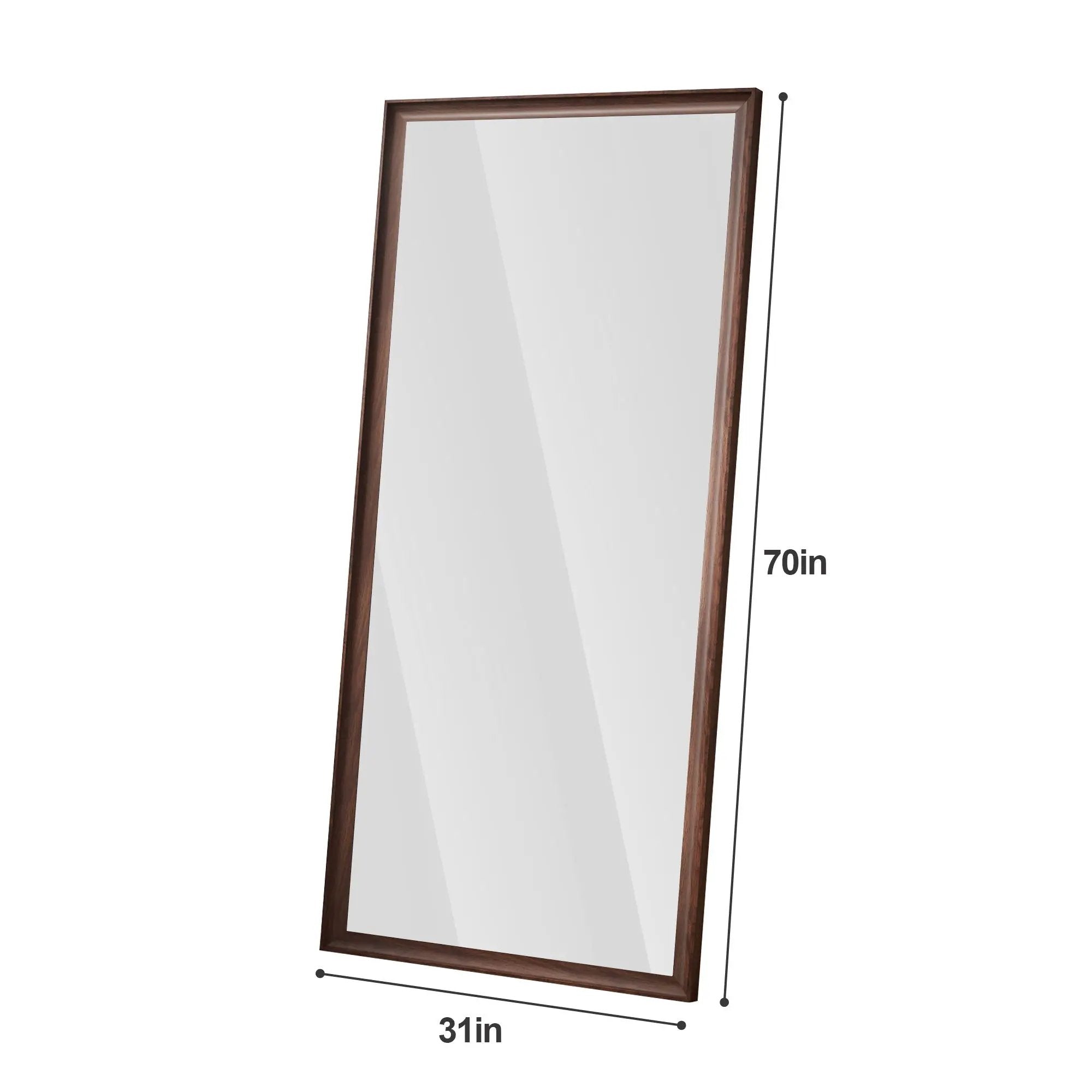 Vintage Full Length Mirror Wall Mounted With Faux Wooden Frame - Brown by Unique Piece Furniture