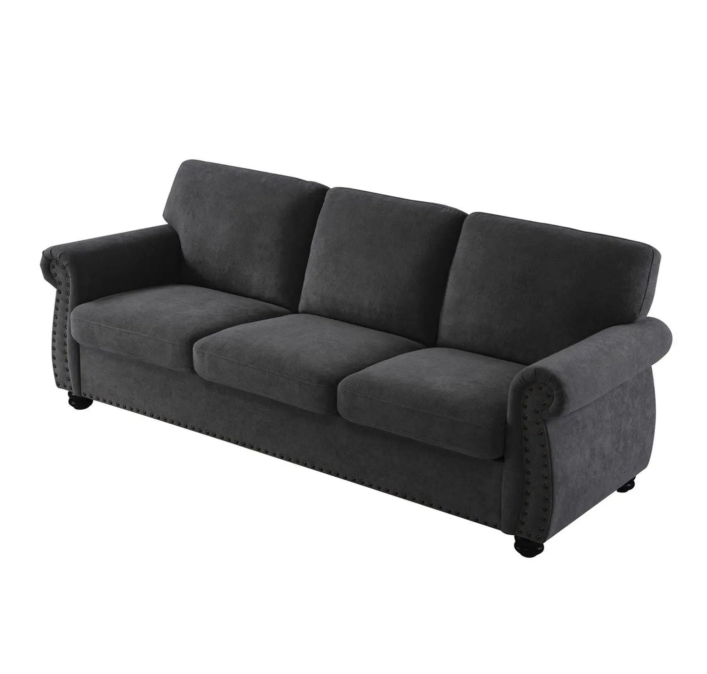 Soft Sofa, Upholstered 3 Seater Couch With High Density Foam, Loose Back Cushions And Turned Legs by Unique Piece Furniture