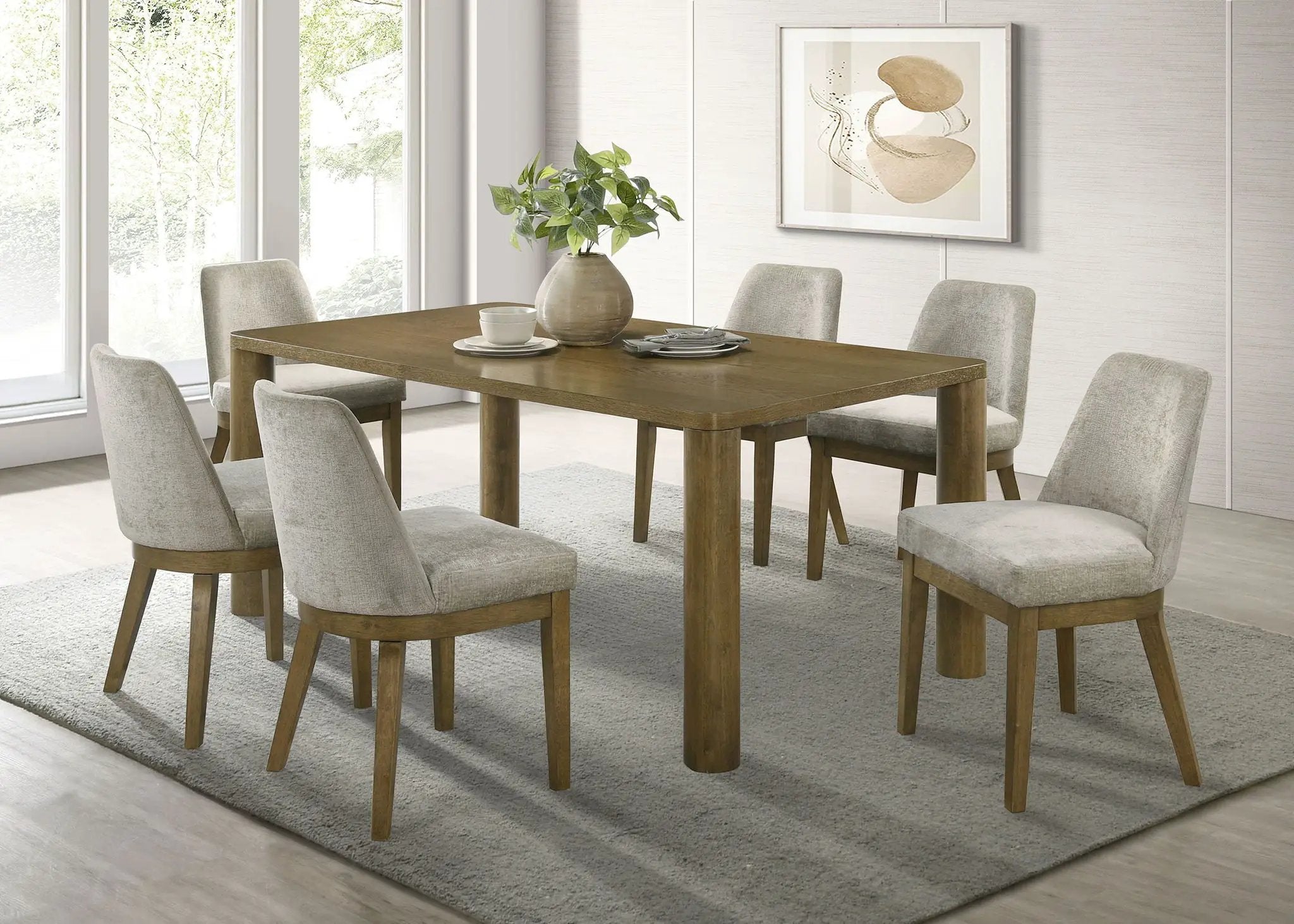 Castlewood 7-piece 71-inch Rectangular Dining Set Brown Oak by Unique Piece Furniture