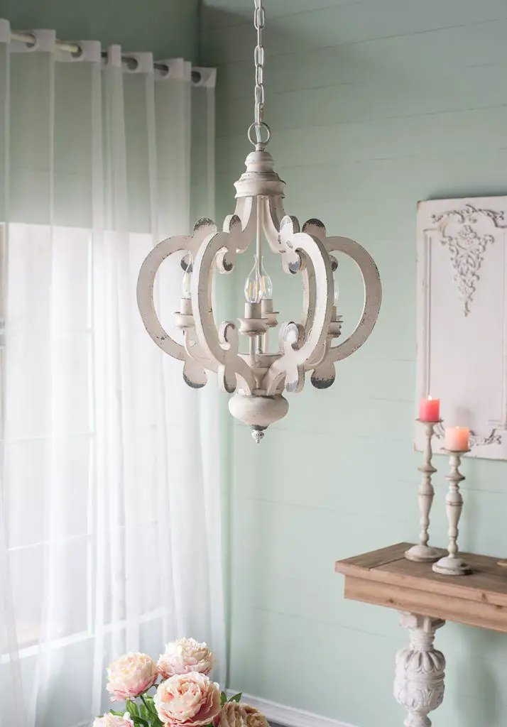 Farmhouse Chandelier, 6 Light Wood Chandelier Pendant Light Fixture With Adjustable Chain For Dining Room Living Room Entryway, Bulb Not Included by Unique Piece Furniture