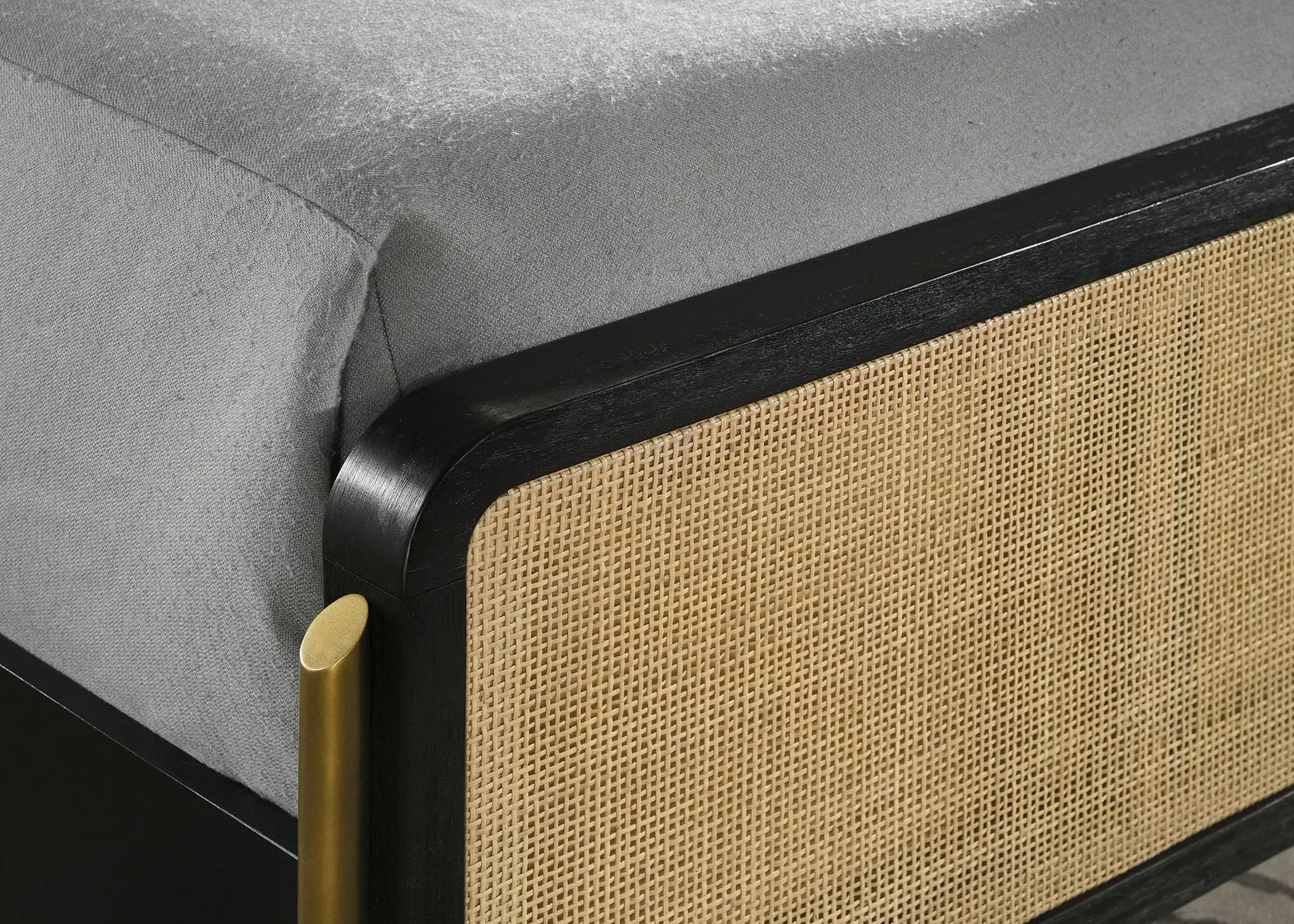 Arini Rattan Eastern King Panel Bed Black and Natural by Unique Piece Furniture