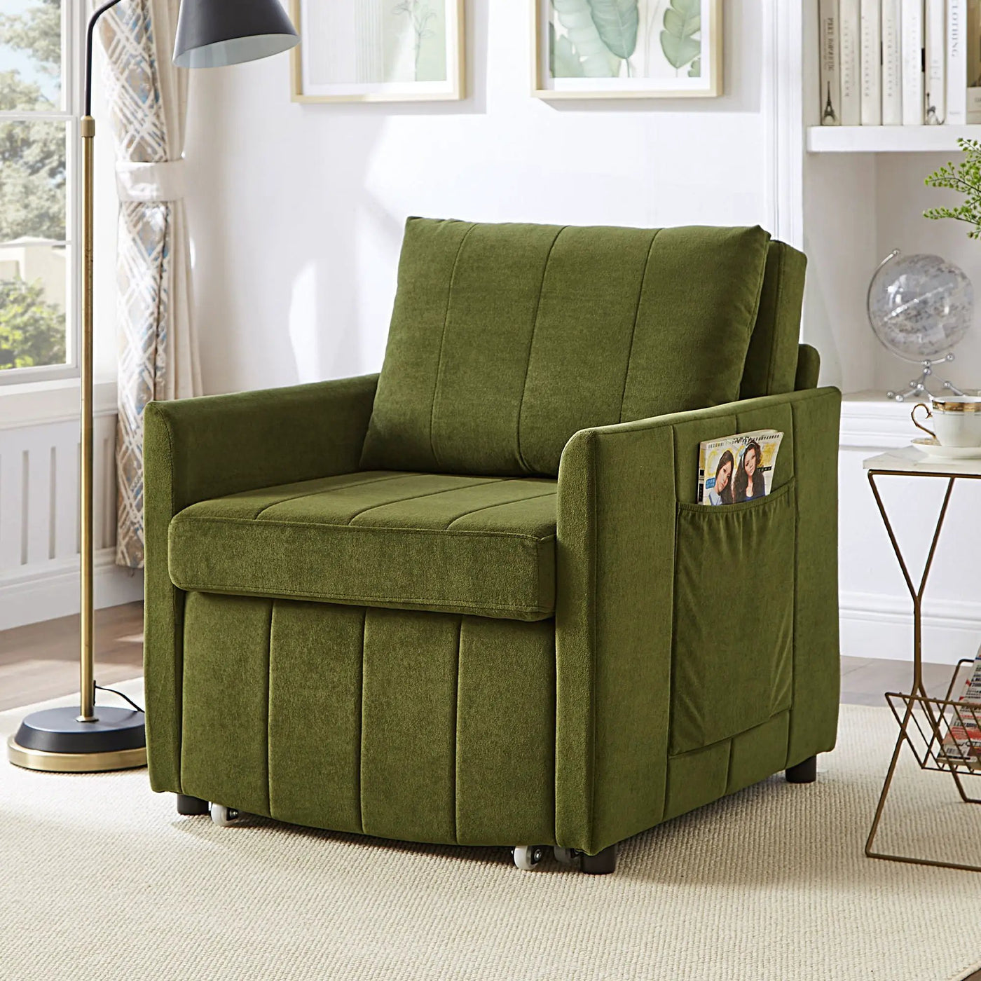 Upholstered Convertible Sleeper Sofa With 5 Position Backrest, Side Pockets, Storage by Unique Piece Furniture