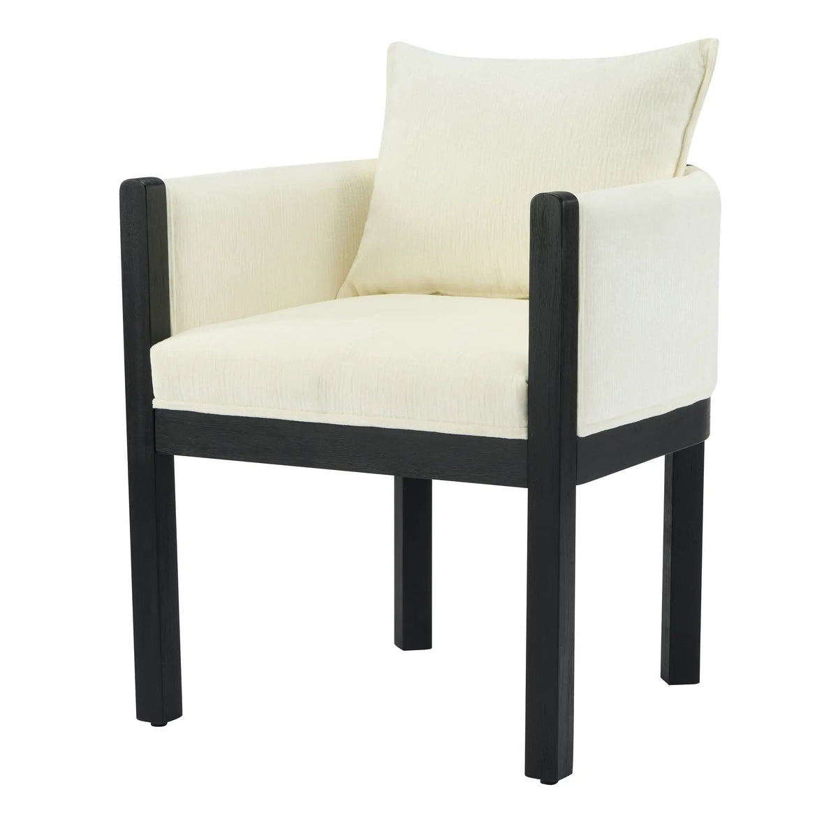 Linen Upholstered Armchair with Black Rubber Wood Legs by HouseOfZazla