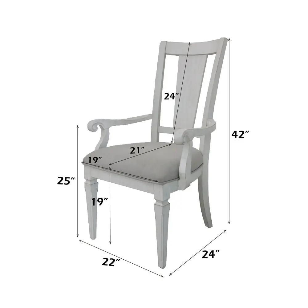 Katia - Arm Chair (Set of 2) - Light Gray Linen & Weathered White by Unique Piece Furniture