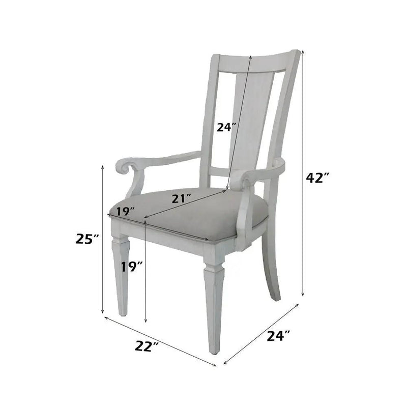Katia - Arm Chair (Set of 2) - Light Gray Linen & Weathered White by Unique Piece Furniture