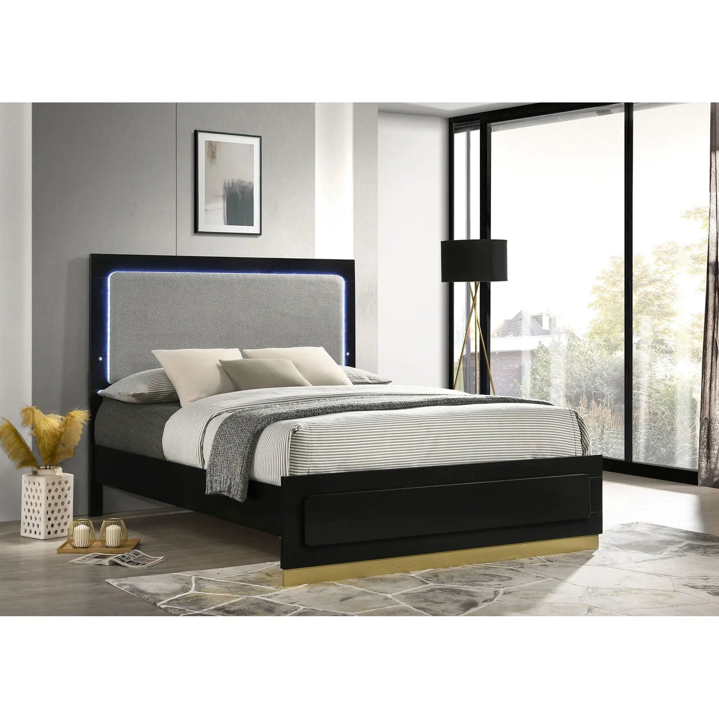 Sophia - Panel Bed With LED Headboard by HouseOfZazla