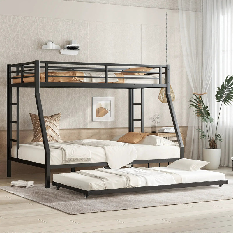 Twin Over Full Metal Bunk Bed with Twin Size Trundle by HouseOfZazla