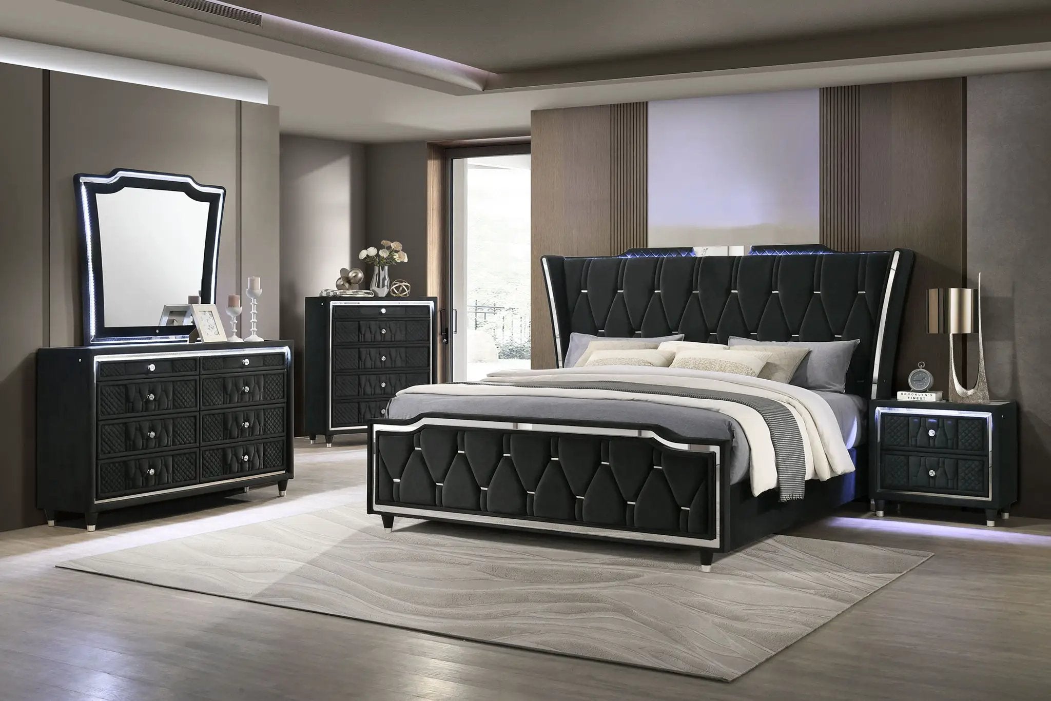 Lorient 5-piece Eastern King Bedroom Set Black by Unique Piece Furniture