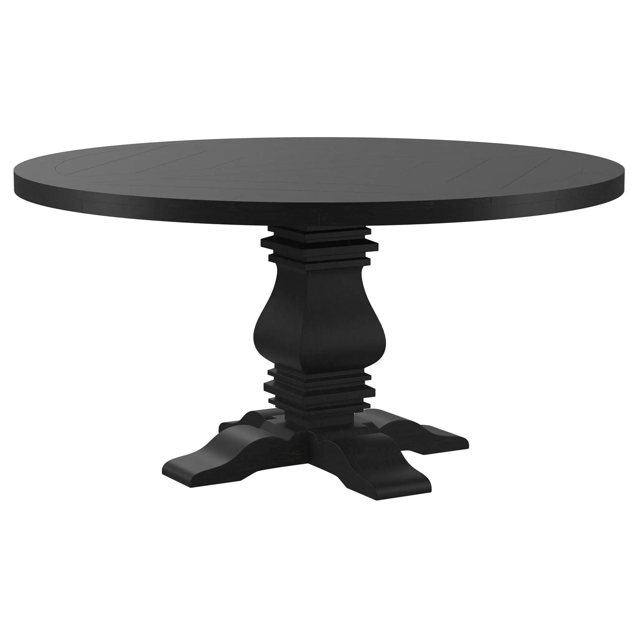 Florence Round 60-inch Pedestal Base Dining Table Black by Unique Piece Furniture
